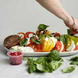 Heirloomacy tomatoes, buffalo mozzarella, basil GF, NF