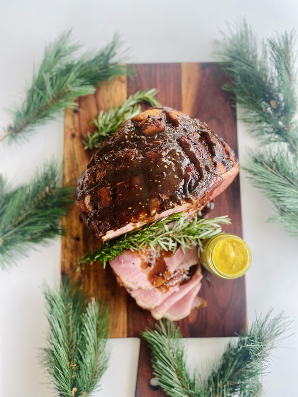 GLAZED HAM WITH CLOVES, PINEAPPLE, APRICOT & CATROUX MUSTARD
