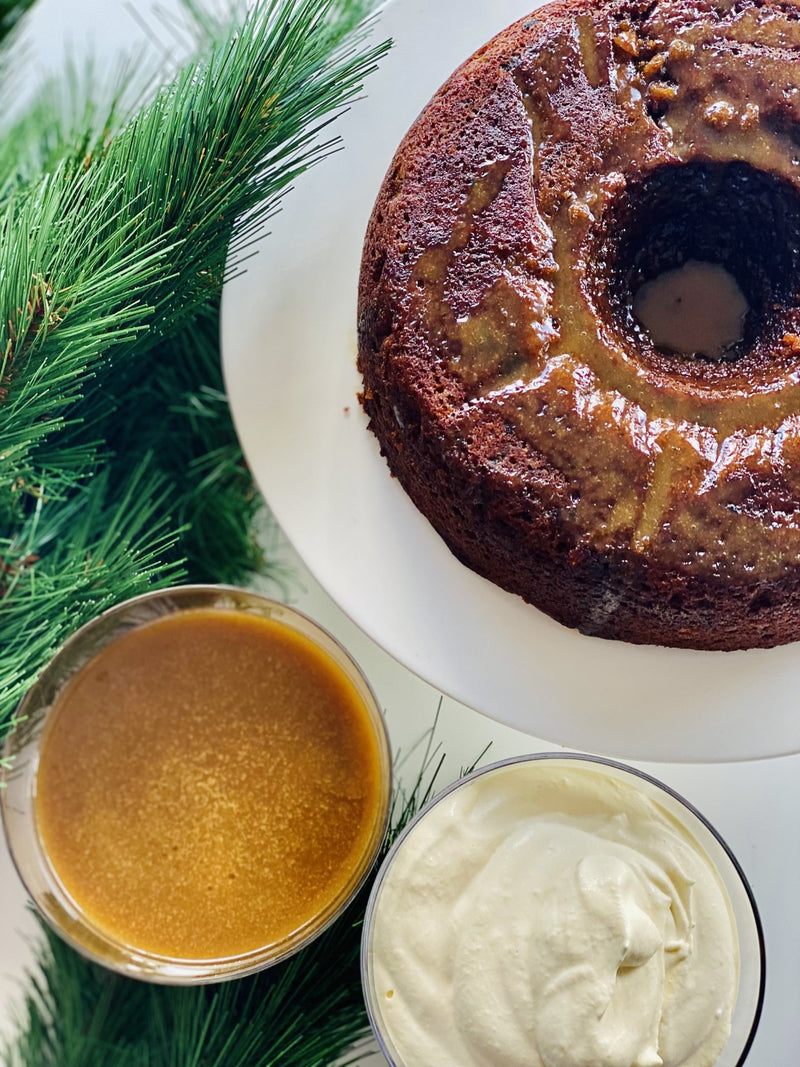 Sticky date pudding, caramel sauce, cream