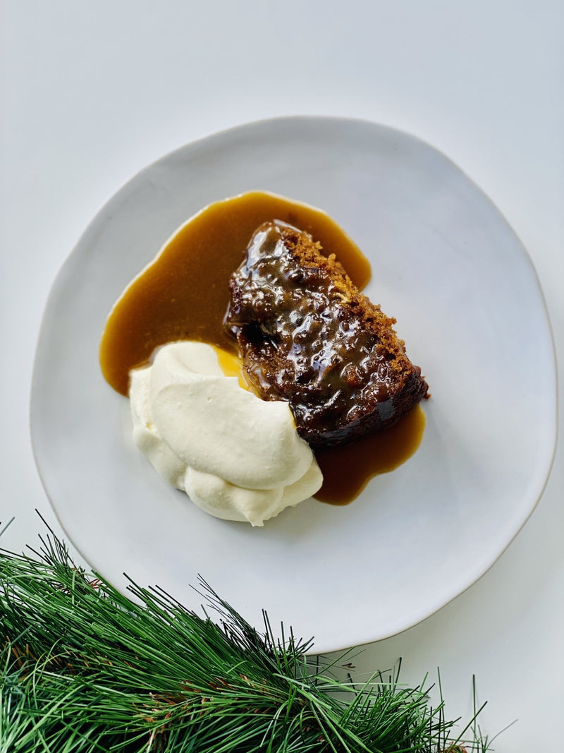 Sticky date pudding, caramel sauce, cream