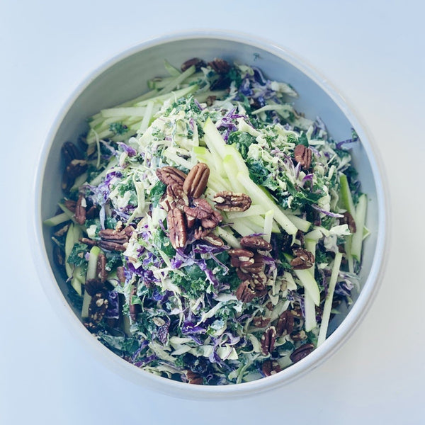 SALAD 11 - Apple slaw with cabbage, cranberries, kale, green apple, pecans, horseradish & mustard sour cream, fresh herbs GF