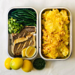 MID WEEK DINNER (FEEDS 2) Fresh snapper, cauliflower gratin, chimichurri, green beans & broad beans