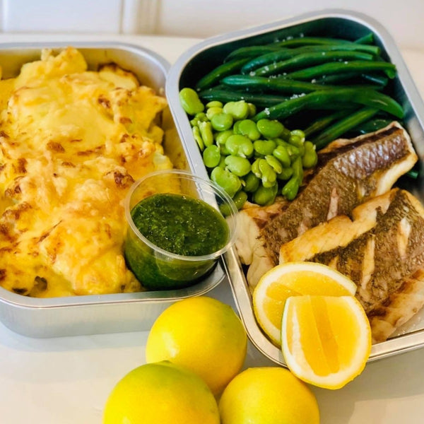 MID WEEK DINNER (FEEDS 2) Fresh snapper, cauliflower gratin, chimichurri, green beans & broad beans